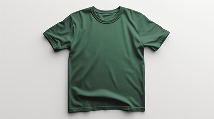 dark green t shirt blank isolated on white background. Tshirt mockup presentation for print.