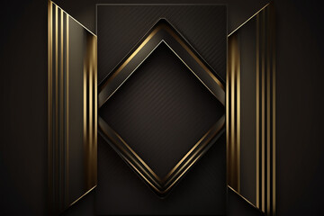 Empty black and gold podium luxury background on black carpet background, Abstract black and gold luxury background product display template.  black background, luxury modern concept.