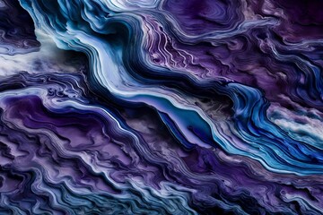 Liquid indigo and amethyst creating intricate patterns in a mesmerizing display of colors and textures