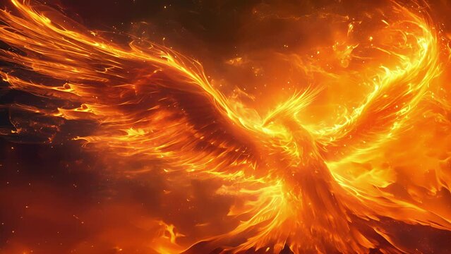 With wings like molten fire this celestial being embodies the everlasting spirit of the phoenix rising from the ashes.