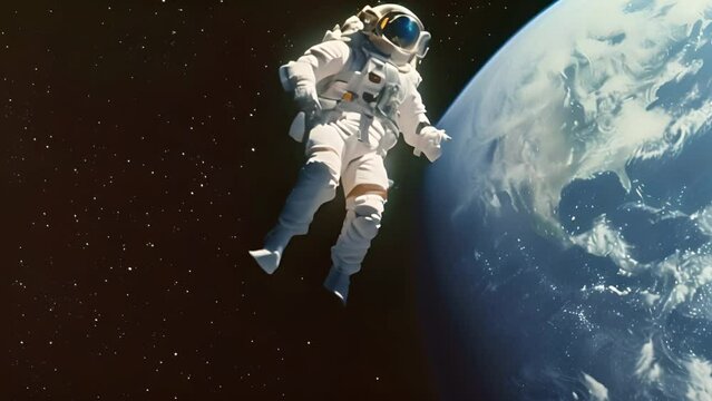 Astronaut Floating Next to Earth in Space Generative AI