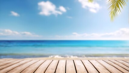 Fototapeta premium summer vacation banner concept on sea beach background with copy space.