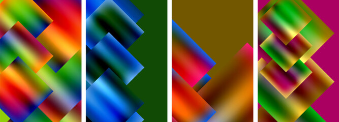 Colorful metal square abstract poster backgrounds