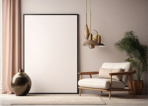 Contemporary frame mockup  Comfort Interior Design Concept with Sofa 