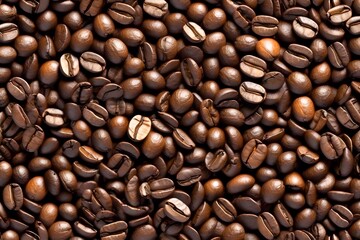 Naklejka premium Roasted coffee beans textured background. caffeine, cheerfulness, barista, grain, roasting, aroma