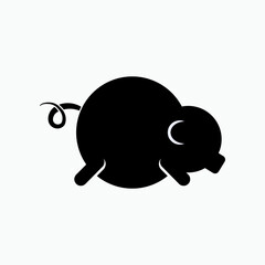 Pig Icon. Pork in Glyph Style. Boar Symbol - Vector. 