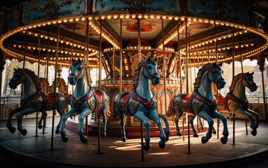 Lively Galloping Horses at the Whimsical Carousel