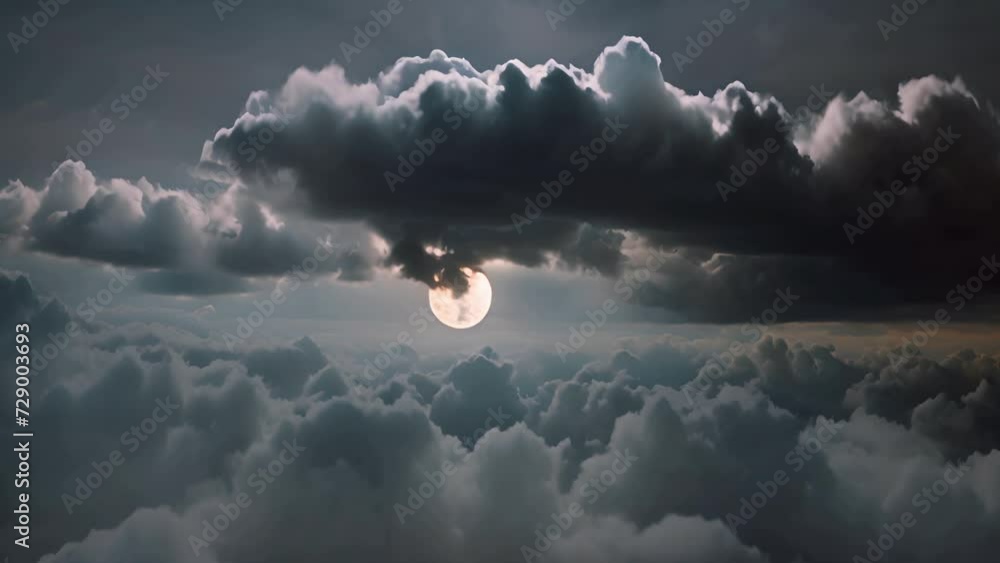 Poster sun shining through clouds in the sky generative ai