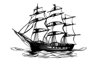 Fotobehang Sailing ship sketch. Old Fashioned Vintage © Екатерина Переславце