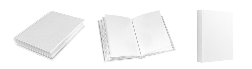 Open and closed book cover mockup, literature mock up isolated on white background