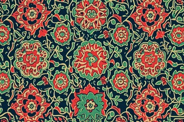 Endulus Elegance, A Vibrant Islamic Pattern Infused with Rich Red, Green, and Blue Hues, Celebrating Tradition and Artistry.