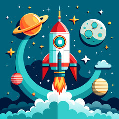 Fototapeta premium rocket missile space rocket starship space galaxy planet universe cosmos world vector future stars eternity