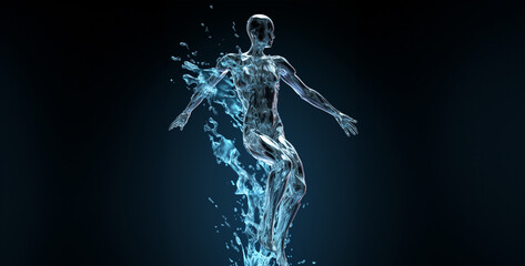 x ray of human head, a man make with water