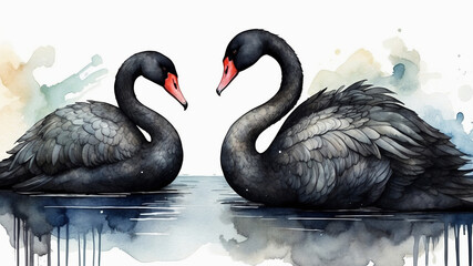 Two Swans Watercolor