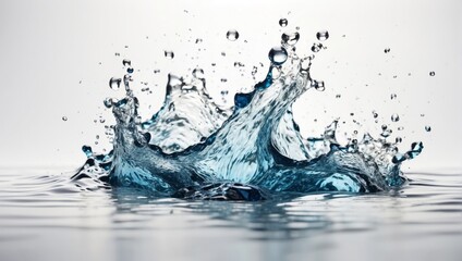 Splashes of water on a white background, close-up