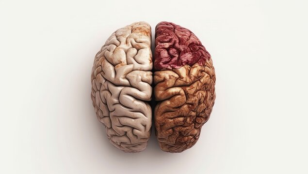 Brain divided into colored parts. Psychology and diverse thinking concept.