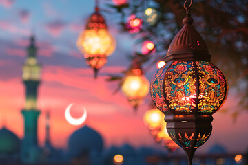 ramadan Kareem, Ramadan crescent moon, Eid Mubarak Islamic festival social media banner and Eid Mubarak Post Template, islam