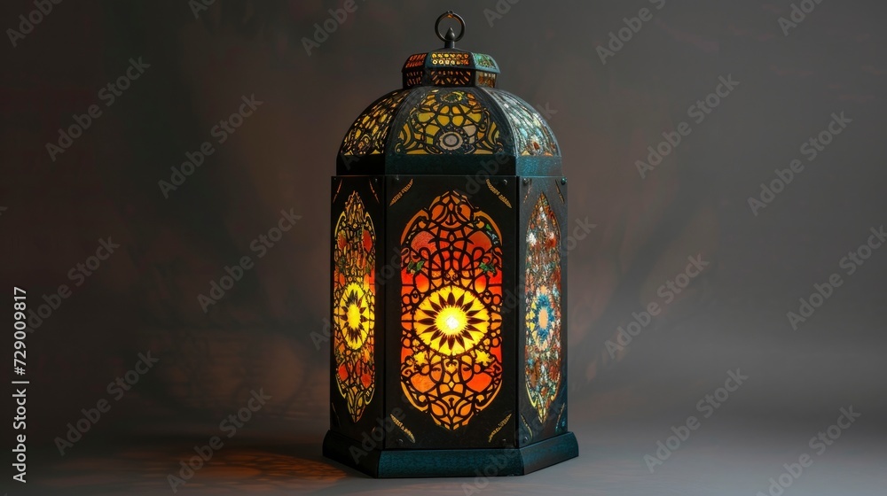 Wall mural An Islamic-themed Lantern Glowing with Warmth, Set Against a Background of Gentle Light.