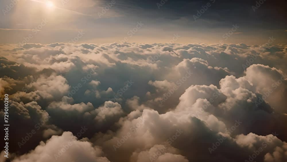 Poster sun shining through clouds in the sky generative ai