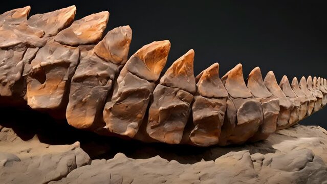 A fossilized ankylosaurus tail with a bony club at the end supporting theories of defensive behavior in response to predators.
