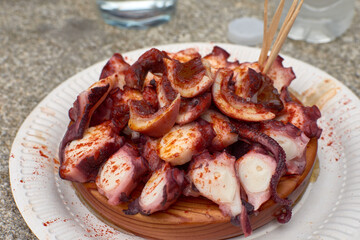 Octopus a typical dish in Galicia, Spain