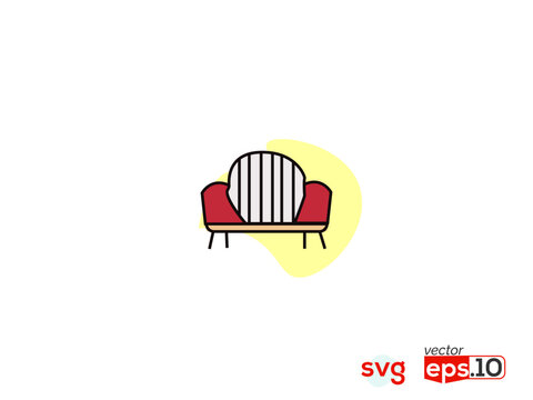 Sofa icon on white background Royalty Free Vector Image.  The Arts Outline icon collection. Vector illustration