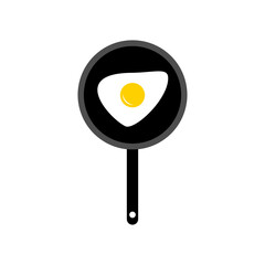 Fried eggs on frying pan. Isometric vector illustration. Isolated on white background