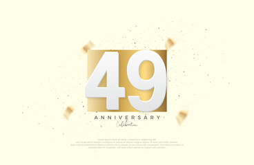 49th anniversary celebration, with numbers on elegant gold paper. Premium vector for poster, banner, celebration greeting.