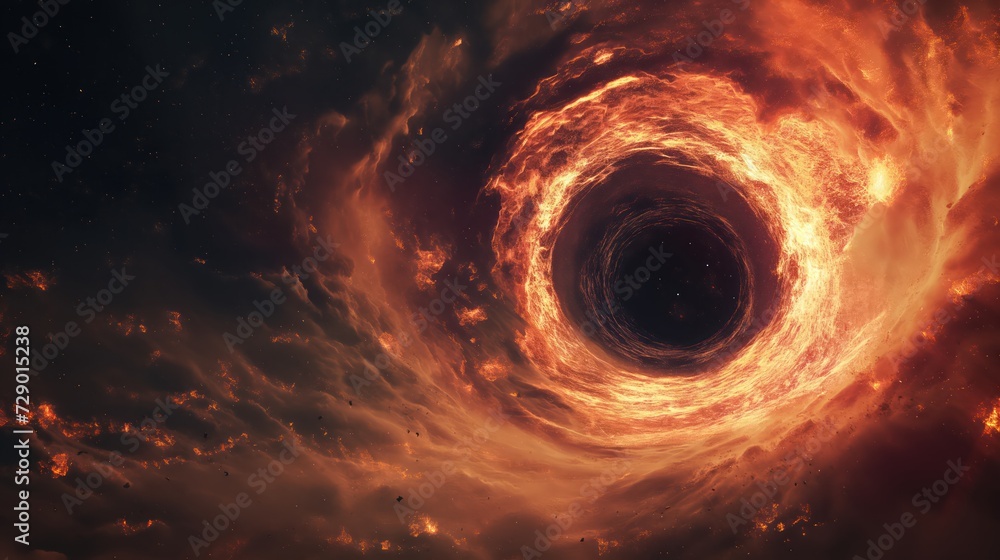 Canvas Prints fiery black hole in space. generative ai