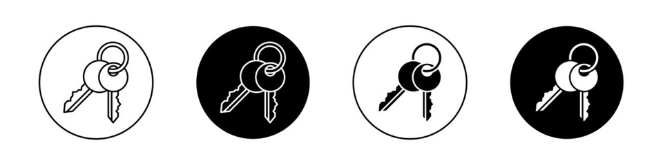 Keys Icon Set. House Lock Car Key Vector Symbol in a black filled and outlined style. Security Door Access Sign. - obrazy, fototapety, plakaty