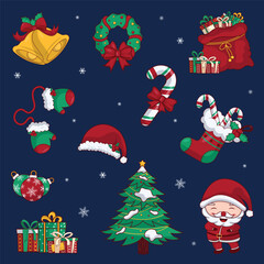 christmas elements set collection icon vector illustration