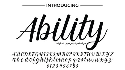 Ability Font Stylish brush painted an uppercase vector letters, alphabet, typeface