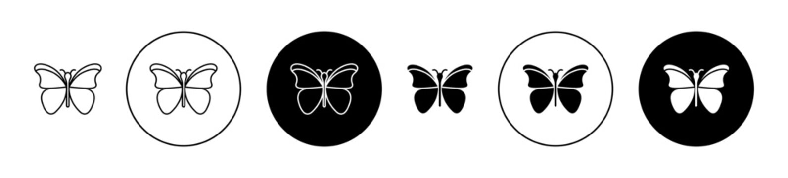 Butterfly Vector Illustration Set. Monarch Insect Nature Sign in Suitable for Apps and Websites UI Design Style.