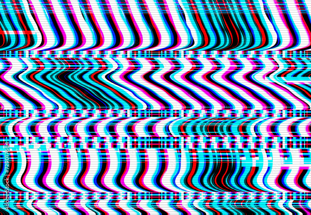 Leinwandbilder Digital noise glitch. Abstract vector background with a visual anomaly in electronic media, distorted and unpredictable patterns, resulting from errors or intentional manipulation of digital data