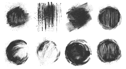 Chalk Texture Stain Set: Hand-Drawn Doodle Effect for Crayon Brush Design, Scratch Frame Shape, Pencil Effect. Ink Brushstroke and Paintbrush Template with Black Ink Brush Stroke