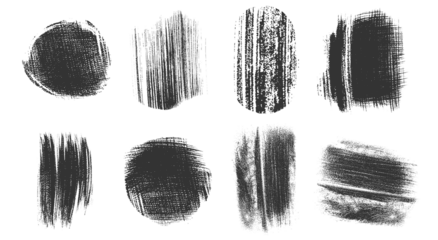 Chalk Texture Stain Set: Hand-Drawn Doodle Effect for Crayon Brush Design, Scratch Frame Shape, Pencil Effect. Ink Brushstroke and Paintbrush Template with Black Ink Brush Stroke