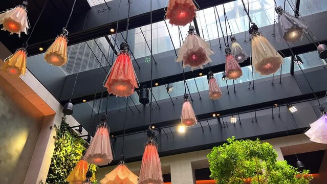 down lights in a shape of a rose opening and closing really amazing and relaxing environment chandelier