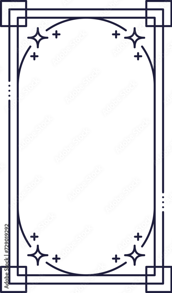 Aufkleber minimal line frame and border, star twinkles and sparkles. vector modern rectangle shape frame with 