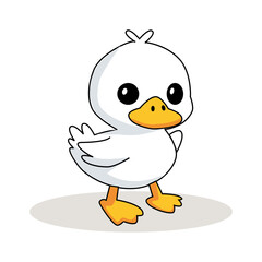 cute duck vector illustration. with flat, cartoon, minimalist, 2d style isolated on white background