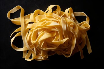 tagliatelle, a classic Italian pasta. egg noodles. food. view from above.