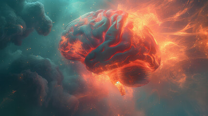 Fiery Brain Concept Illustration