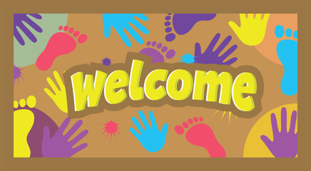  Welcome foot mat and Hand  logo vector 