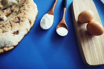Lavash from whole grain durum flour. Handmade fresh pastries. Flour product. Bread, flour and...