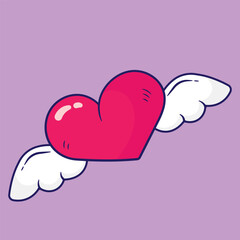 heart with wings cartoon icon vector illustration