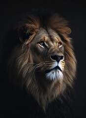 Lion king isolated on black background