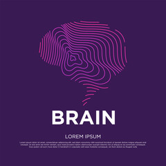 Vector logo brain color silhouette on a dark background.