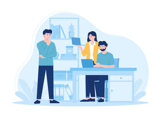Team collaboration at work concept flat illustration
