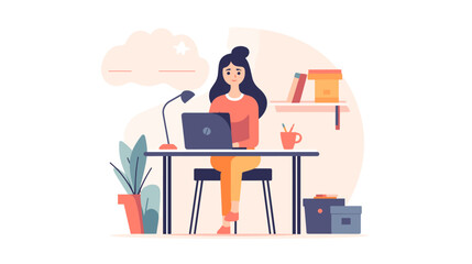 Happy office workers flat vector illustration. Cheerful corporate employees cartoon characters