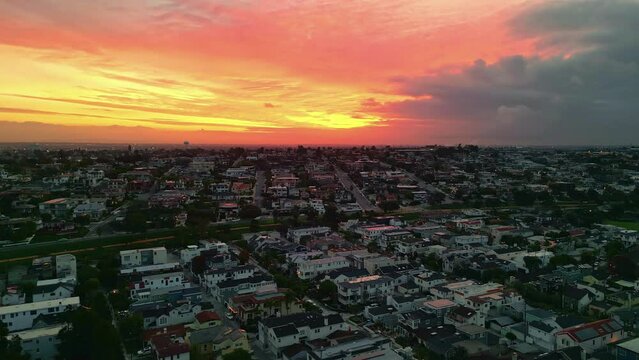 Manhattan Beach Sunset Landscape Aerial Drone Above South Bay American Community