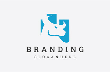 Obraz premium Head bull logo icon design template vector illustration